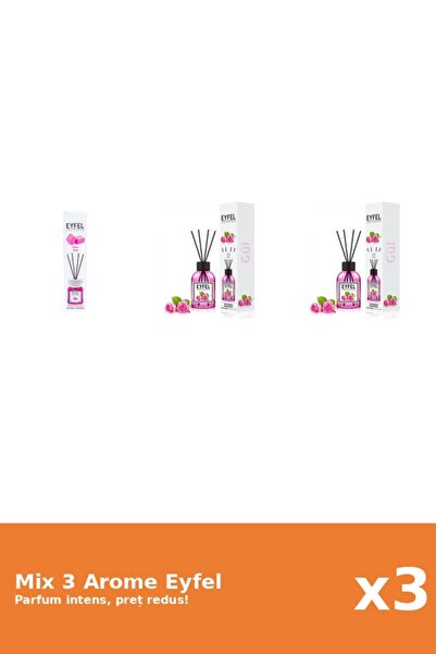 Eyfel Set 3 Mix Eyfel: 1x Bubble Gum, 2x Trandafir