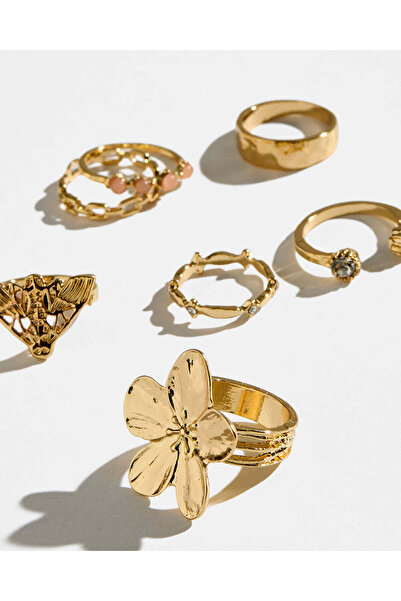 REDTAG طقم خواتم ذهبية مزخرفة للنساء (7 قطع)