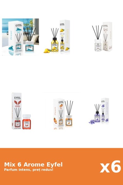 Eyfel Set 6 Mix Eyfel: 1x Ananas, 1x Bumbac, 1x Lavanda, 1x Ocean, 1x Piersic...