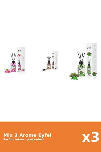 Eyfel Set 3 Mix Eyfel: 1x Pin Si Menta, 1x Trandafir, 1x Vanilie