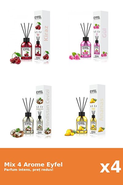 Eyfel Set 4 Mix Eyfel: 1x Ananas, 1x Cirese, 1x Nuca De Cocos, 1x Trandafir