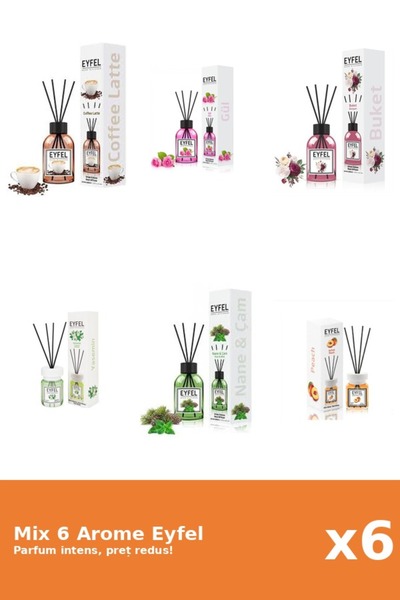 Eyfel Set 6 Mix Eyfel: 1x Bouquet, 1x Cafea, 1x Iasomie, 1x Piersica, 1x Pin ...