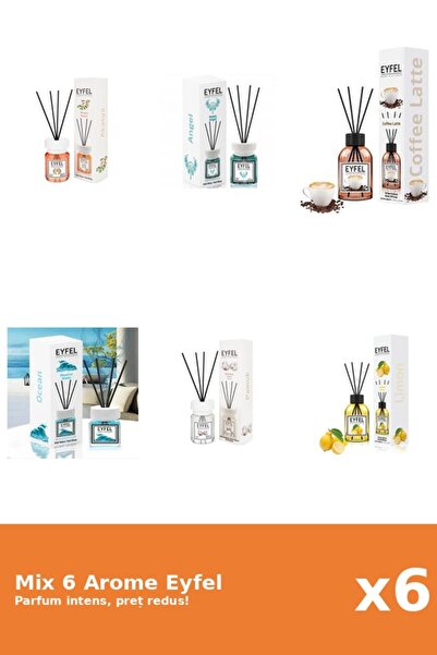 Eyfel Set 6 Mix Eyfel: 1x Acacia, 1x Angel, 1x Bumbac, 1x Cafea, 1x Lamaie, 1...