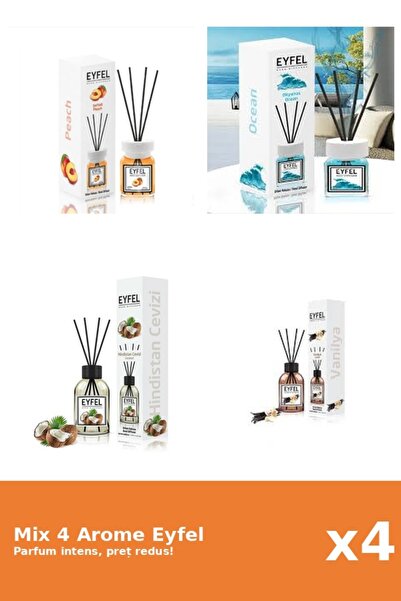 Eyfel Set 4 Mix Eyfel: 1x Nuca De Cocos, 1x Ocean, 1x Piersica, 1x Vanilie