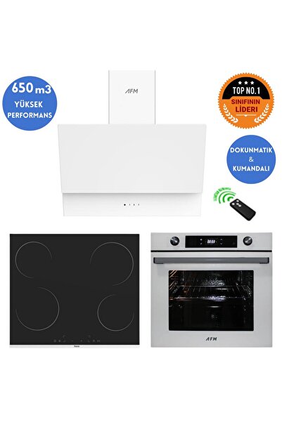 Ferre ve AFM Tech Markalı ROTA Elektrikli Vitro. Turbo Beyaz Ankastre Set (MS...