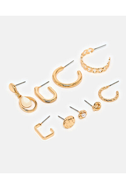 REDTAG Women Gold Embellished Earring Set (9 Pairs)
