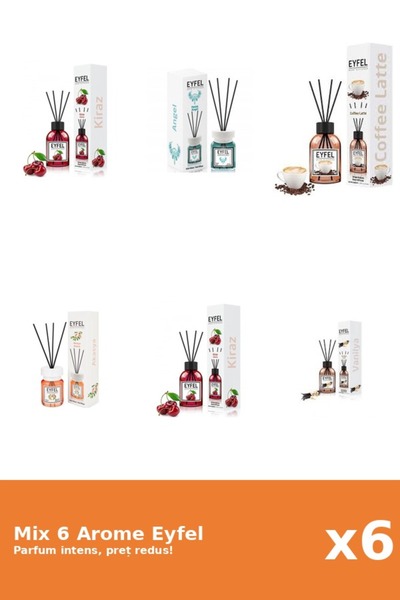 Eyfel Set 6 Mix Eyfel: 1x Acacia, 1x Angel, 1x Cafea, 2x Cirese, 1x Vanilie