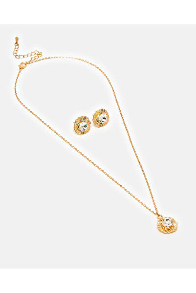 REDTAG Women Gold Necklace And Earrings Set (2 Piece)