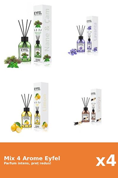 Eyfel Set 4 Mix Eyfel: 1x Lamaie, 1x Lavanda, 1x Pin Si Menta, 1x Vanilie