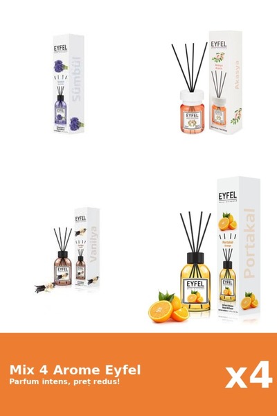 Eyfel Set 4 Mix Eyfel: 1x Acacia, 1x Portocala, 1x Vanilie, 1x Zambile
