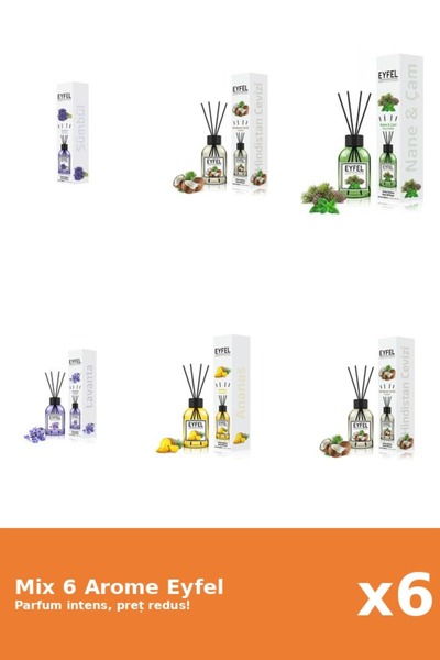 Eyfel Set 6 Mix Eyfel: 1x Ananas, 1x Lavanda, 2x Nuca De Cocos, 1x Pin Si Men...