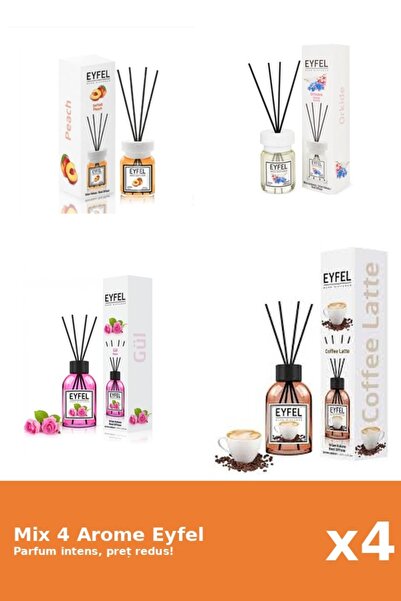 Eyfel Set 4 Mix Eyfel: 1x Cafea, 1x Orhidee, 1x Piersica, 1x Trandafir