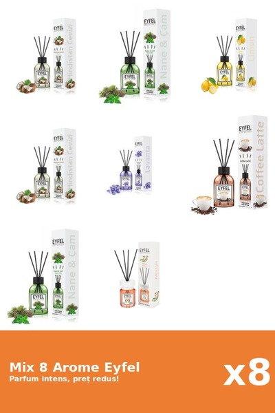 Eyfel Set 8 Mix Eyfel: 1x Acacia, 1x Cafea, 1x Lamaie, 1x Lavanda, 2x Nuca De...
