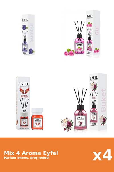 Eyfel Set 4 Mix Eyfel: 1x Bouquet, 1x Red Dragon, 1x Trandafir, 1x Zambile