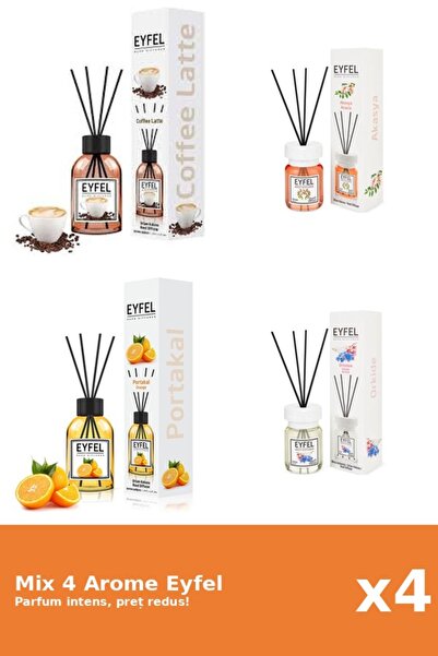 Eyfel Set 4 Mix Eyfel: 1x Acacia, 1x Cafea, 1x Orhidee, 1x Portocala