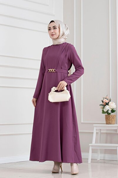 Sevitli Chain Detail Dress - Plum