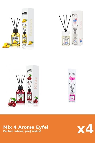 Eyfel Set 4 Mix Eyfel: 1x Ananas, 1x Bubble Gum, 1x Cirese, 1x Orhidee