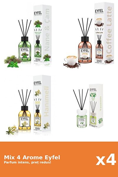 Eyfel Set 4 Mix Eyfel: 1x Cafea, 1x Iasomie, 1x Mana Maicii Domnului, 1x Pin ...