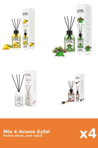 Eyfel Set 4 Mix Eyfel: 1x Ananas, 1x Bumbac, 1x Pin Si Menta, 1x Vanilie