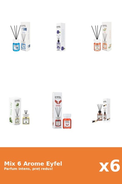 Eyfel Set 6 Mix Eyfel: 1x Acacia, 1x Cool Water, 1x Lacramioare, 1x Red Drago...