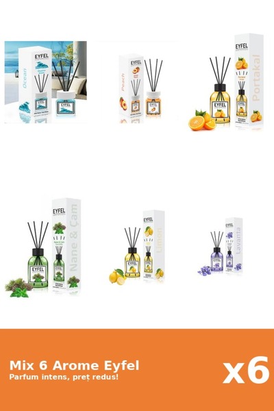 Eyfel Set 6 Mix Eyfel: 1x Lamaie, 1x Lavanda, 1x Ocean, 1x Piersica, 1x Pin S...