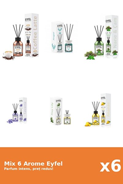 Eyfel Set 6 Mix Eyfel: 1x Ananas, 1x Angel, 1x Cafea, 1x Lacramioare, 1x Lava...