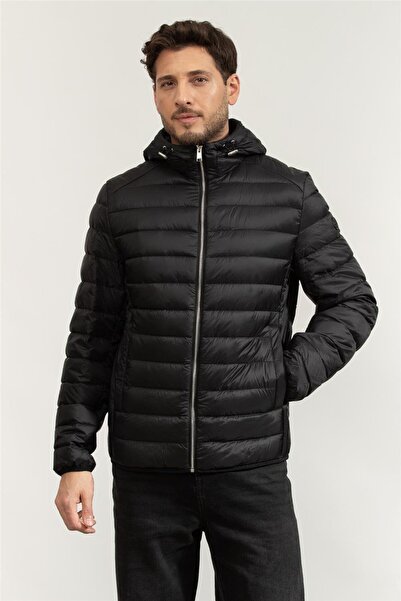 BOSS Kapitoneli Kuş Tüyü Dolgulu Regular Fit Çıkarılabilir Kapüşonlu Şişme Mo...