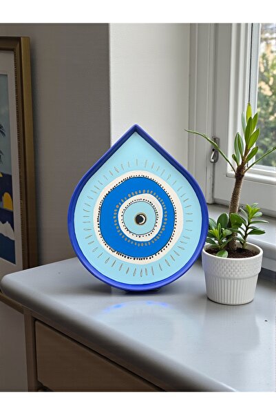 unique florya El Boyaması/Çizimi Modern Nazar Boncuğu Dekoratif Damla Tabak M...