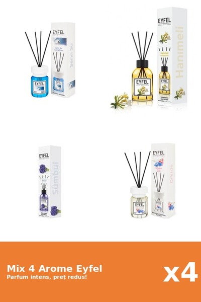 Eyfel Set 4 Mix Eyfel: 1x Cool Water, 1x Mana Maicii Domnului, 1x Orhidee, 1x...