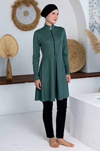 ROZAMAY مايوه مايساز قماش قابل للتمدد بأكمام طويلة للنساء المحجبات 3128