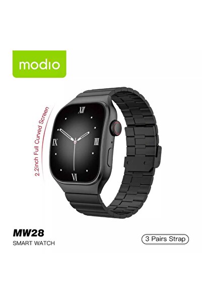 Modio MW28 Smartwatch with 2.2-inch Curved IPS Display, 3 Pairs of Straps, an...
