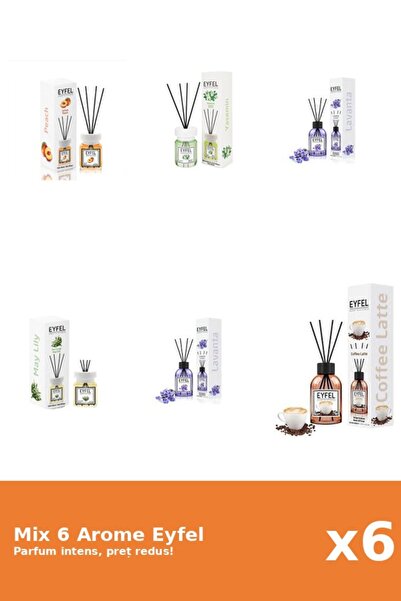 Eyfel Set 6 Mix Eyfel: 1x Cafea, 1x Iasomie, 1x Lacramioare, 2x Lavanda, 1x P...