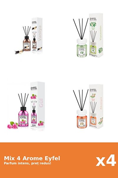 Eyfel Set 4 Mix Eyfel: 1x Acacia, 1x Iasomie, 1x Trandafir, 1x Vanilie