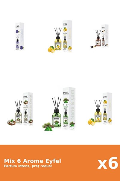 Eyfel Set 6 Mix Eyfel: 2x Lamaie, 1x Nuca De Cocos, 1x Pin Si Menta, 1x Vanil...