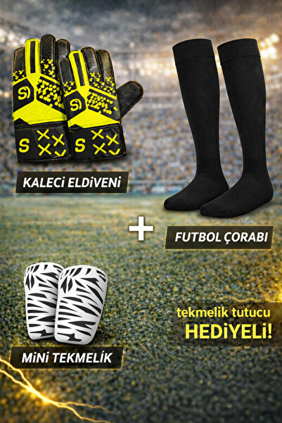 Tayzon Kaleci Eldiveni + Mini Tekmelik + Futbol Çorabı Seti | Tekmelik Tutucu...