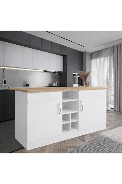 Tdesigno WANDA 2 KAPAKLI MUTFAK ADASI - ÇOK AMAÇLI DOLAP - HAZIR MUTFAK DOLAB...