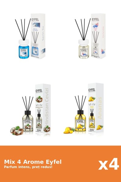 Eyfel Set 4 Mix Eyfel: 1x Ananas, 1x Cool Water, 1x Nuca De Cocos, 1x Orhidee