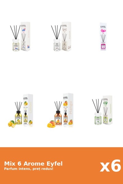 Eyfel Set 6 Mix Eyfel: 1x Bubble Gum, 1x Cotton, 1x Jasmine, 1x Lemon, 1x Man...