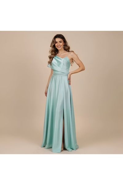 SERA النعناع الحرير سيلا ثوب ماكسي أنيق