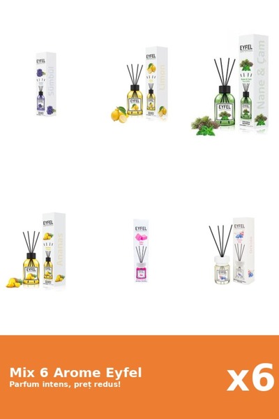 Eyfel Set 6 Mix Eyfel: 1x Ananas, 1x Bubble Gum, 1x Lamaie, 1x Orhidee, 1x Pi...