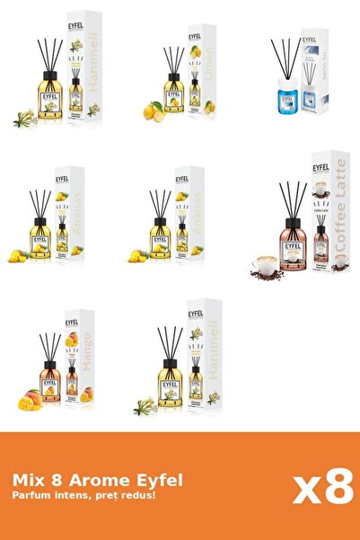 Eyfel Set 8 Mix Eyfel: 2x Ananas, 1x Cafea, 1x Cool Water, 1x Lamaie, 2x Mana...