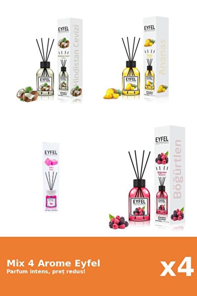 Eyfel Set 4 Mix Eyfel: 1x Ananas, 1x Bubble Gum, 1x Fructe De Padure, 1x Nuca...