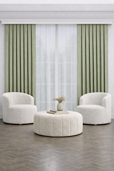 PerdeYap1980 Water Green Island Background Curtain Single Panel 1/3 Regular P...