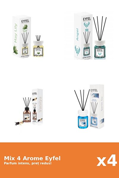 Eyfel Set 4 Mix Eyfel: 1x Angel, 1x Cool Water, 1x Lacramioare, 1x Vanilie