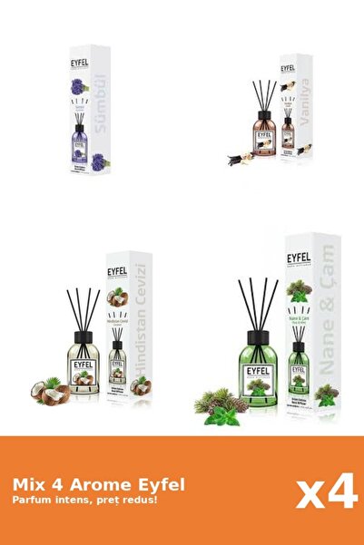 Eyfel Set 4 Mix Eyfel: 1x Nuca De Cocos, 1x Pin Si Menta, 1x Vanilie, 1x Zambile