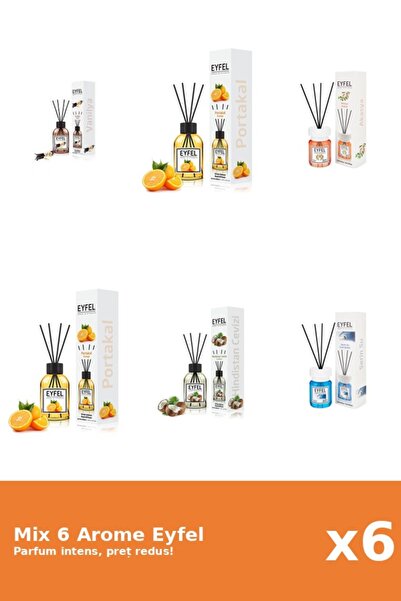 Eyfel Set 6 Mix Eyfel: 1x Acacia, 1x Cool Water, 1x Nuca De Cocos, 2x Portoca...