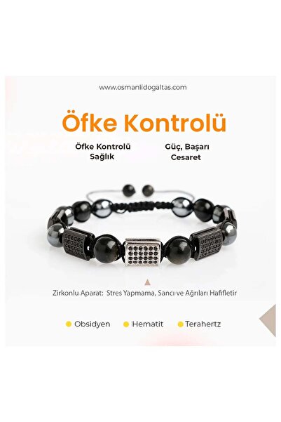OSMANLI DOĞAL TAŞ Certified Anger Control Bracelet-Natural Stone Macrame Brac...