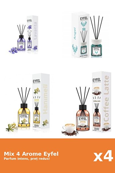Eyfel Set 4 Mix Eyfel: 1x Angel, 1x Cafea, 1x Lavanda, 1x Mana Maicii Domnului