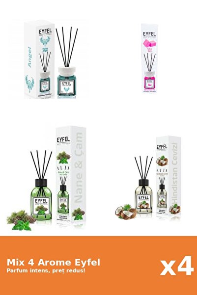 Eyfel Set 4 Mix Eyfel: 1x Angel, 1x Bubble Gum, 1x Nuca De Cocos, 1x Pin Si M...