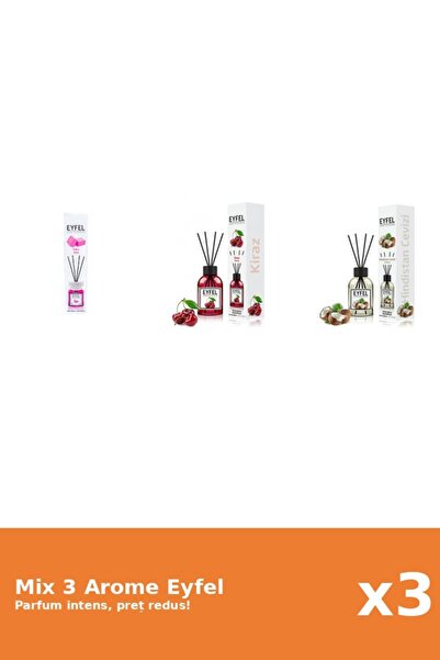 Eyfel Set 3 Mix Eyfel: 1x Bubble Gum, 1x Cirese, 1x Nuca De Cocos